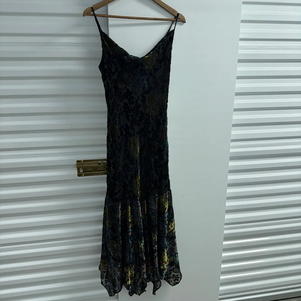 Vtg Newport News Velvet Burnout Maxi Dress Womens 10 Cowl Mermaid Witchy 90s y2k